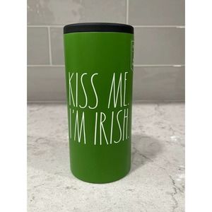 NEWRae Dunn KISS ME I’M IRISH Slim-Can Cooler Stainless St Patricks 12oz Mug